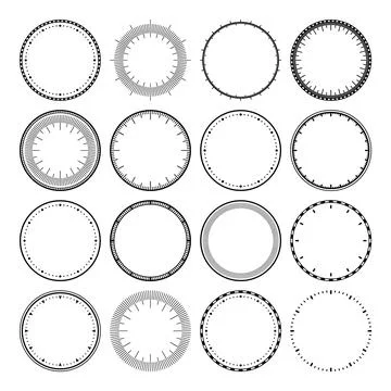 Mechanical clock faces, bezel. Watch dial with minute and hour marks. Timer or Illustrazione stock