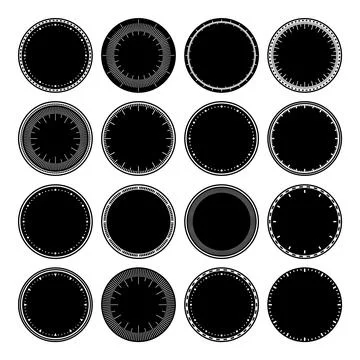 Mechanical clock faces, bezel. Watch dial with minute and hour marks. Timer or Stockillustratie
