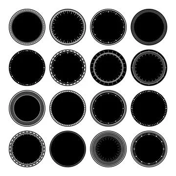 Mechanical clock faces, bezel. Watch dial with minute and hour marks. Timer or Stock Illustration