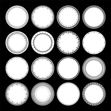 Mechanical clock faces, bezel. Watch dial with minute and hour marks. Timer or Stockillustratie