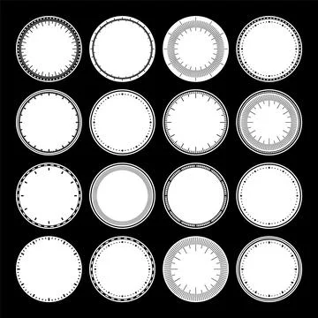 Mechanical clock faces, bezel. Watch dial with minute and hour marks. Timer or Illustrazione stock