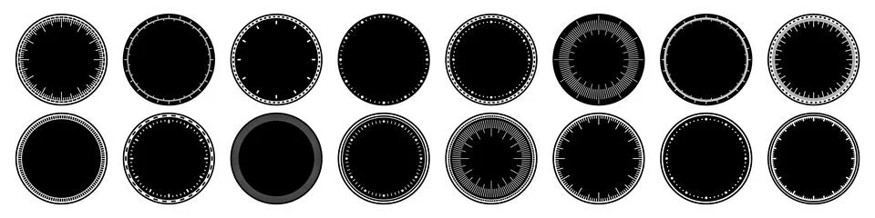 Mechanical clock faces, bezel. Watch dial with minute and hour marks. Timer or 스톡 일러스트