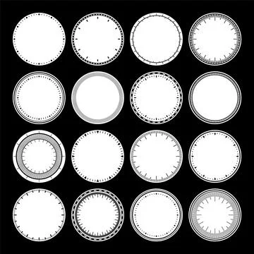 Mechanical clock faces, bezel. Watch dial with minute and hour marks. Timer or Stock Illustration