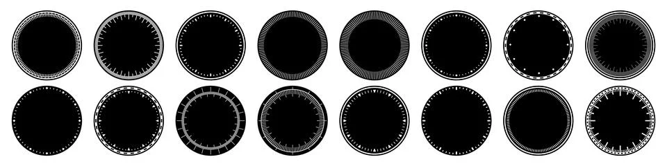 Mechanical clock faces, bezel. Watch dial with minute and hour marks. Timer or 스톡 일러스트