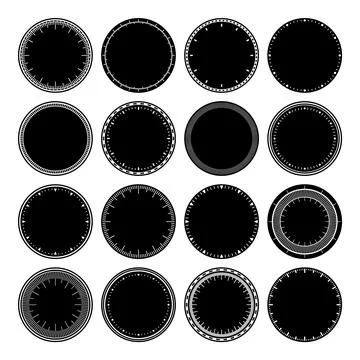 Mechanical clock faces, bezel. Watch dial with minute and hour marks. Timer or Stock Illustration