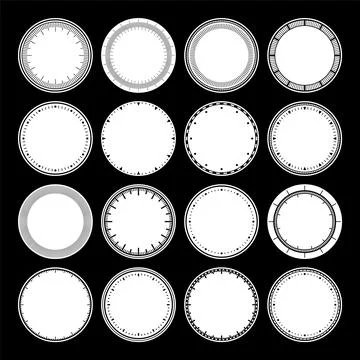 Mechanical clock faces, bezel. Watch dial with minute and hour marks. Timer or Stock Illustration