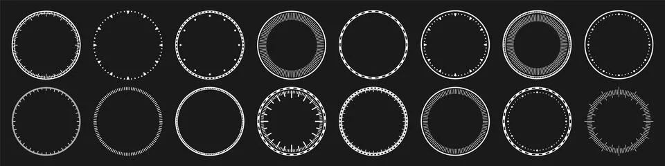 Mechanical clock faces, bezel. White watch dial with minute and hour marks Stock Illustration