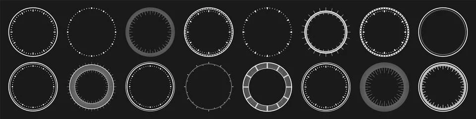 Mechanical clock faces, bezel. White watch dial with minute and hour marks Stock Illustration