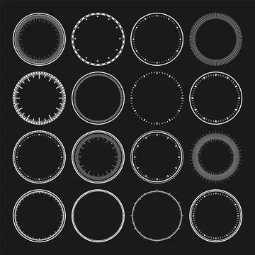 Mechanical clock faces, bezel. White watch dial with minute and hour marks Illustrazione stock