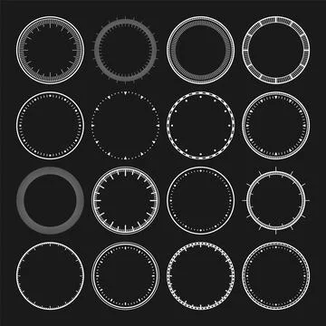 Mechanical clock faces, bezel. White watch dial with minute and hour marks Stock Illustration