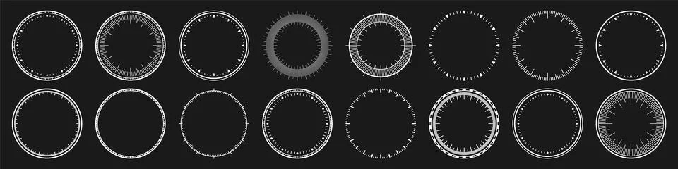Mechanical clock faces, bezel. White watch dial with minute and hour marks Stock Illustration