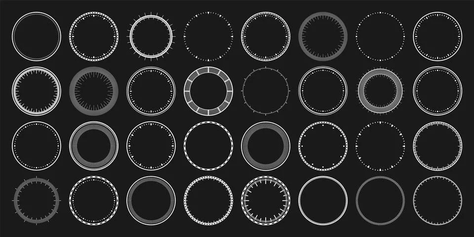 Mechanical clock faces, bezel. White watch dial with minute and hour marks Stock Illustration