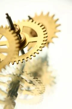 Mechanical clock gear Stock Photos