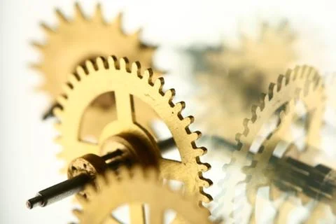 Mechanical clock gear Stock Photos