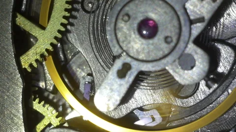 Mechanical Clock Gears moving around Stock Footage 234794063