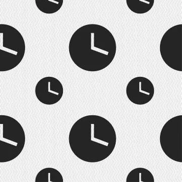 Mechanical Clock  icon sign. Seamless pattern with geometric texture. Vector Stock Illustration
