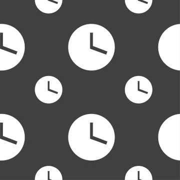 Mechanical Clock  icon sign. Seamless pattern on a gray background. Vector Stock Illustration