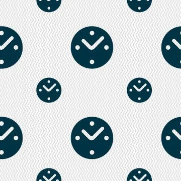 Mechanical Clock icon sign. Seamless pattern with geometric texture. Illustrazione stock
