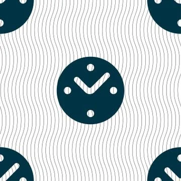 Mechanical Clock icon sign. Seamless pattern with geometric texture. Vector Stock Illustration