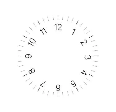 Mechanical clock template. Watch and timepiece. Circle and rounded chronometer Stockillustratie