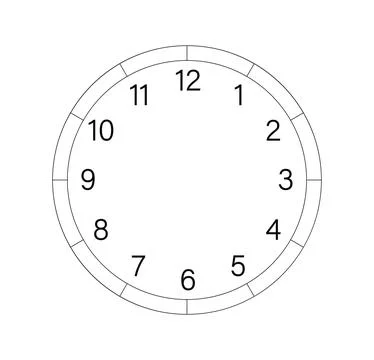 Mechanical clock template. Watch and timepiece. Circle and rounded chronometer Illustrazione stock