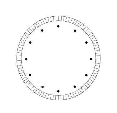 Mechanical clock template. Watch and timepiece. Circle and rounded chronograph Illustrazione stock