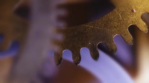 Mechanical clockwork mechanism gear cog internal movement MACRO shot Stock Footage 313656146