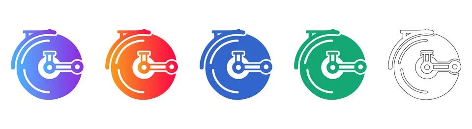 Mechanical Clockwork Mechanism Icon Set 스톡 일러스트
