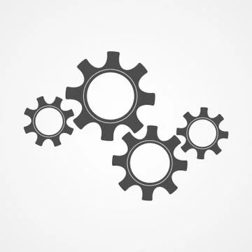 Mechanical cog and gear black silhouette design Stock Illustration