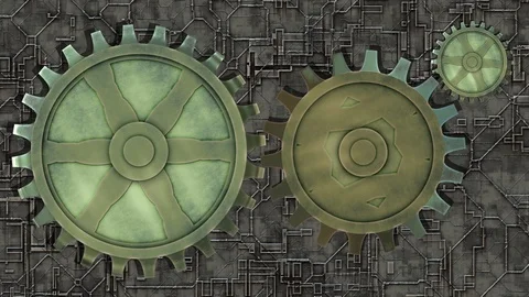 mechanical cogwheels rotating animation | Stock Video | Pond5