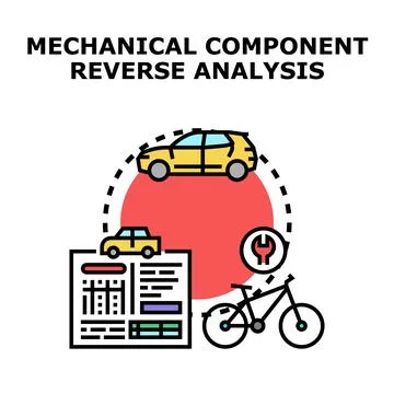 Mechanical component reverse analysis engineering design process Stock Illustration