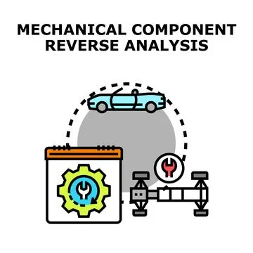 Mechanical component reverse analysis engineering process Ilustración de archivo