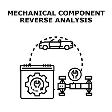 Mechanical component reverse analysis engineering process Stock Illustration