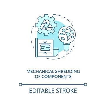 Mechanical components shredding concept icon Stock Illustration