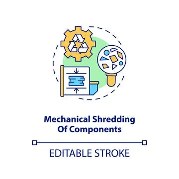 Mechanical components shredding concept icon Stock Illustration