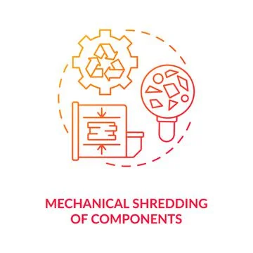Mechanical components shredding concept icon Stock Illustration