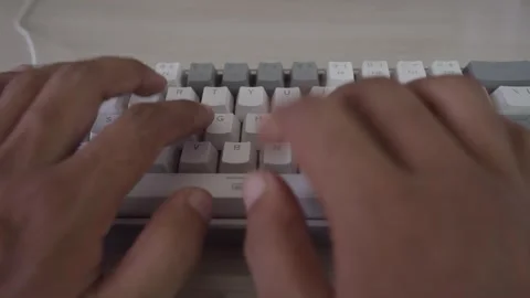 Mechanical computer keyboard fast typing by hand Stock Footage 293516958