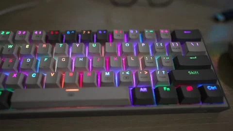 Mechanical computer keyboard mouse viewing footage Stock Footage 290950448