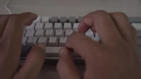 Mechanical computer keyboard typing by hand Stock Footage 293516995