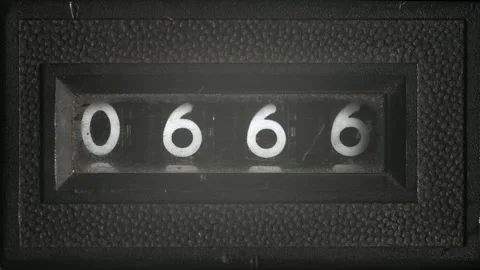 Mechanical Counter Lands on 0666 Stock Footage 317145630