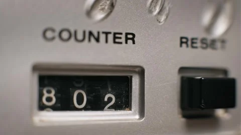Mechanical Counter Rolls Over To Eight Hundred Stock Footage 319405840
