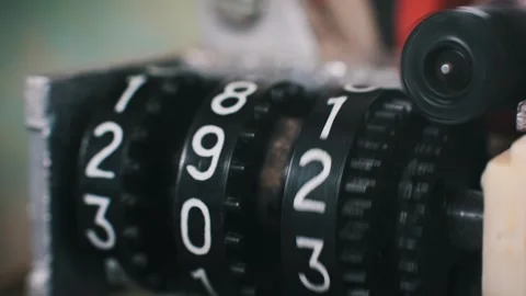 Mechanical Counter: Rotating Digits Close-up Stock Footage 298005718