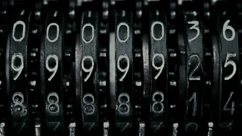 Mechanical counters rotate quickly and the numbers change rapidly Video stock 103567780