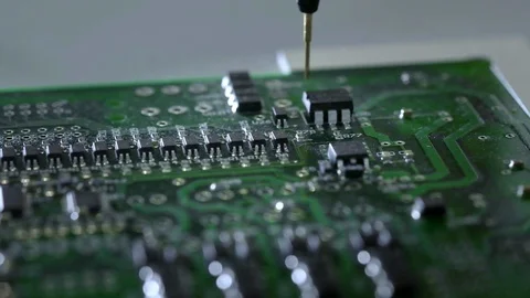 Mechanical creation process of electronic circuits. Creating an electronic board Stock Footage 111401510