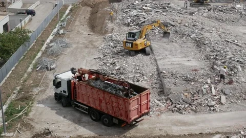 Mechanical demolition and separation of ferrous material Stock Footage 146029908