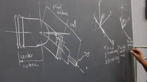 Mechanical design and equations on chalkboard. Stock Footage 24705037