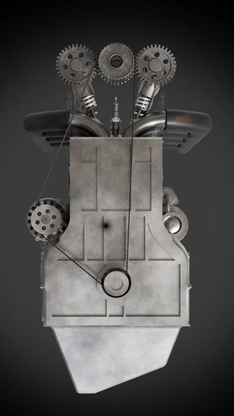 Mechanical device engine, gears and levers, gray color operation and movement Stock Footage 323731055