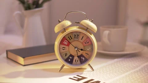 Mechanical dial clock beeping in the early morning. Stock Footage 245615742