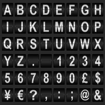 Mechanical display font Stock Illustration