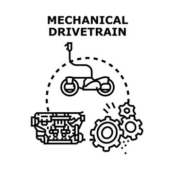 Mechanical drivetrain concept with engine and gears Stock Illustration